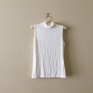 ASARA Cream Color Modal Turtleneck Sleeveless Top